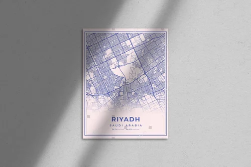 Pastelowy urok Riyad: Mapa miasta w stonowanych tonach