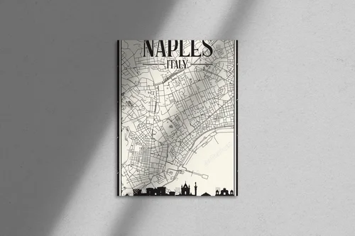 Urokliwa mapa ulic Neapolu w retro stylu