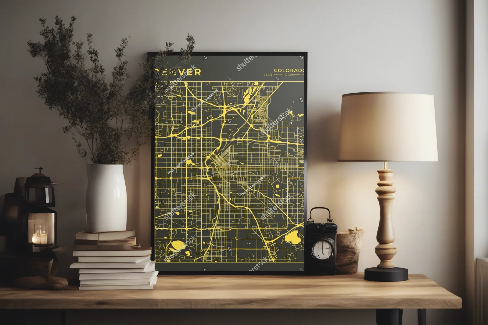 Zjawiskowa mapa Denver w eleganckich odcieniach