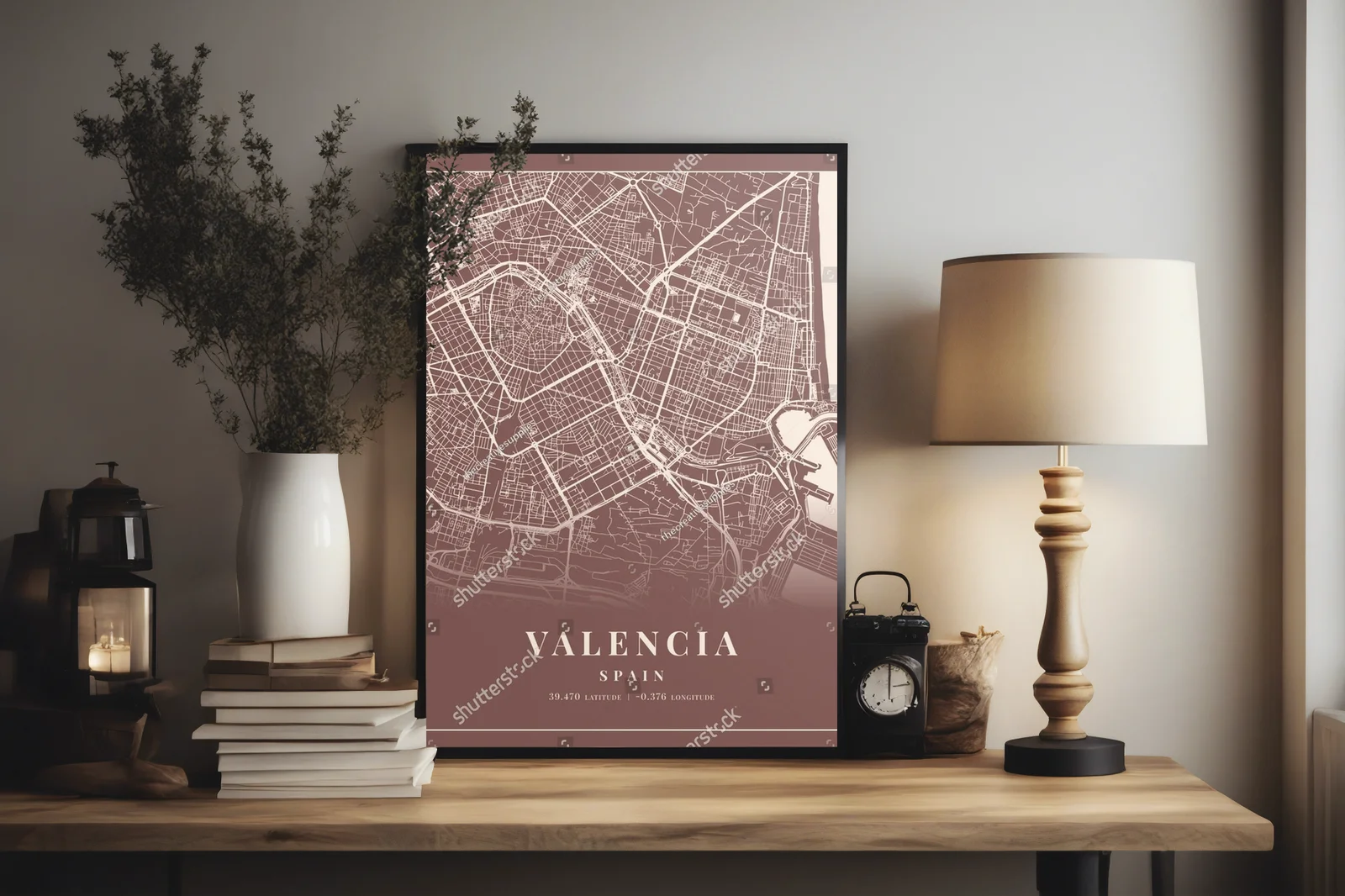 Wciągająca mapa Walencji w ciepłych odcieniach
