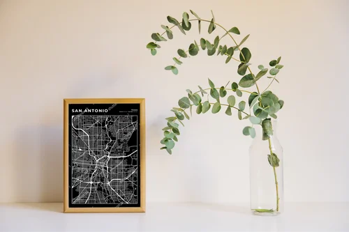 Czarująca mapa San Antonio w eleganckiej tonacji