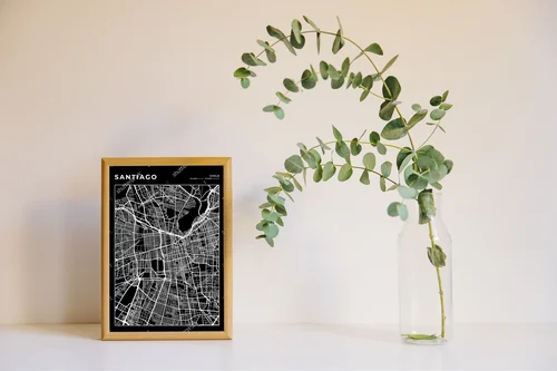 Monochromatyczna mapa Santiago w nowoczesnym stylu