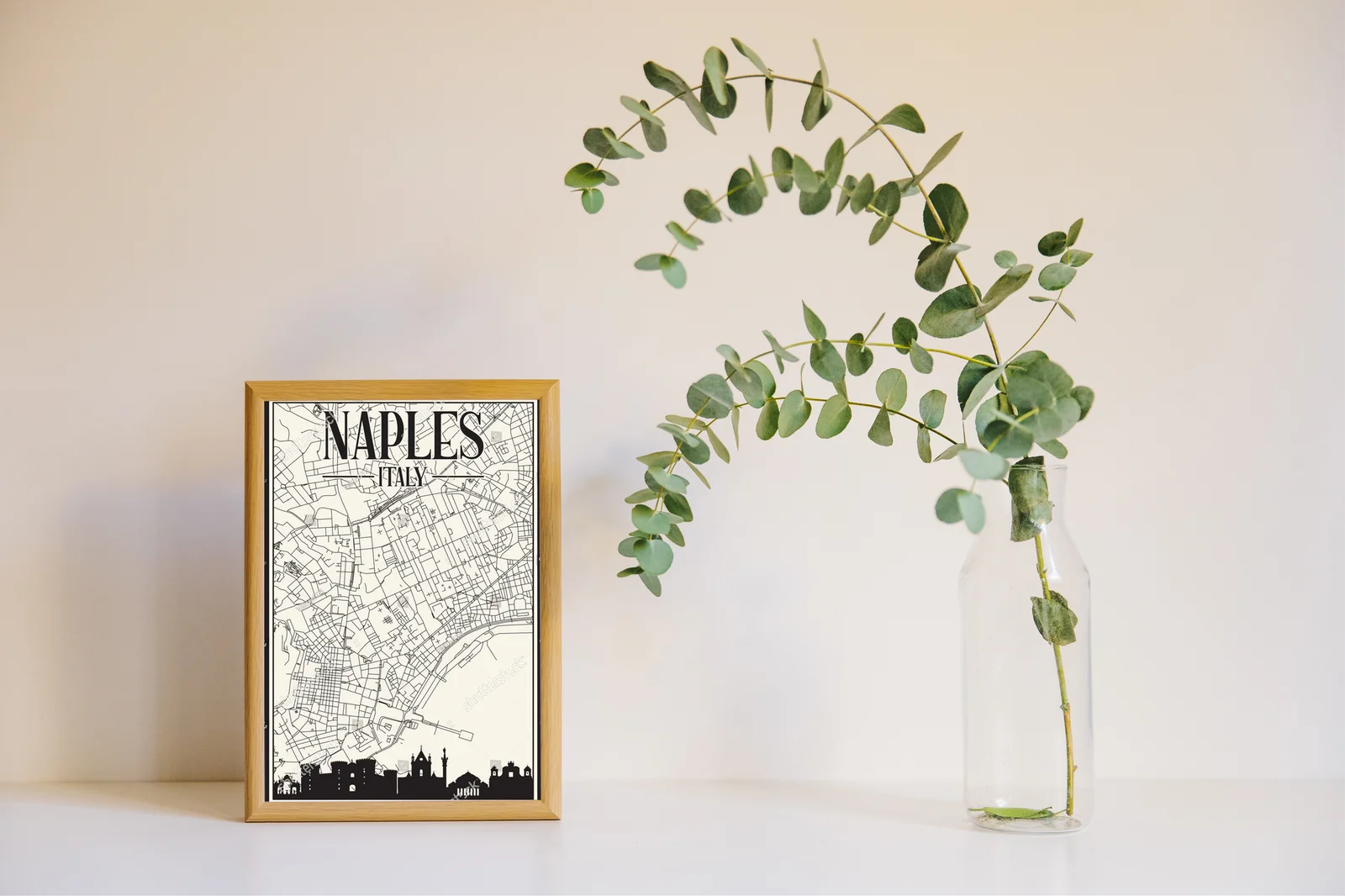 Urokliwa mapa ulic Neapolu w retro stylu