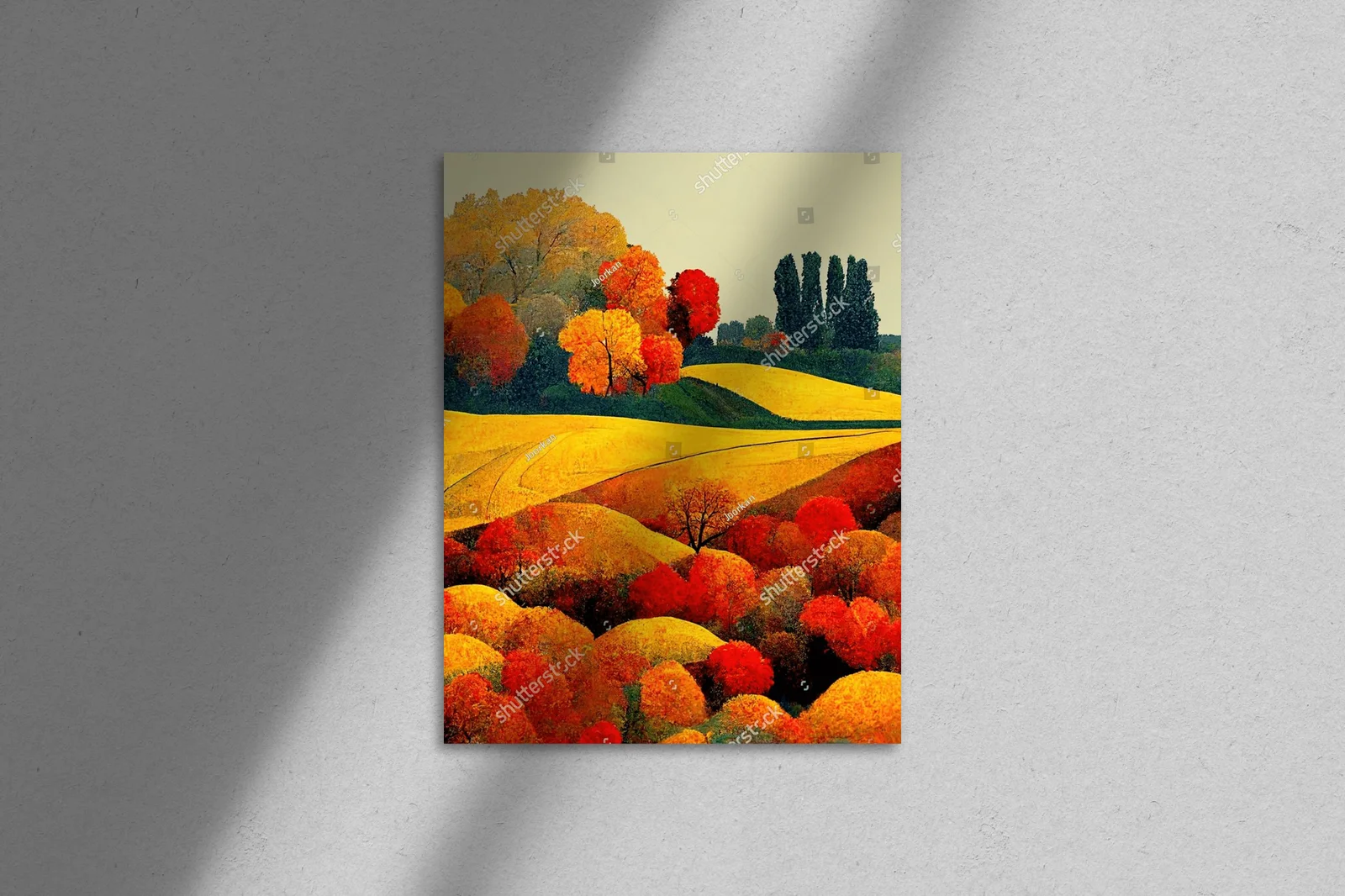 Kolorowe pejzaże jesieni w stylu pop art