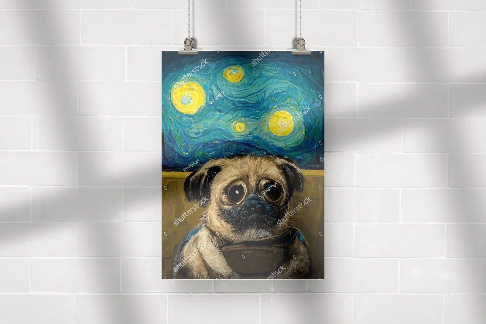 Pies w stylu Van Gogha pod nocnym niebem