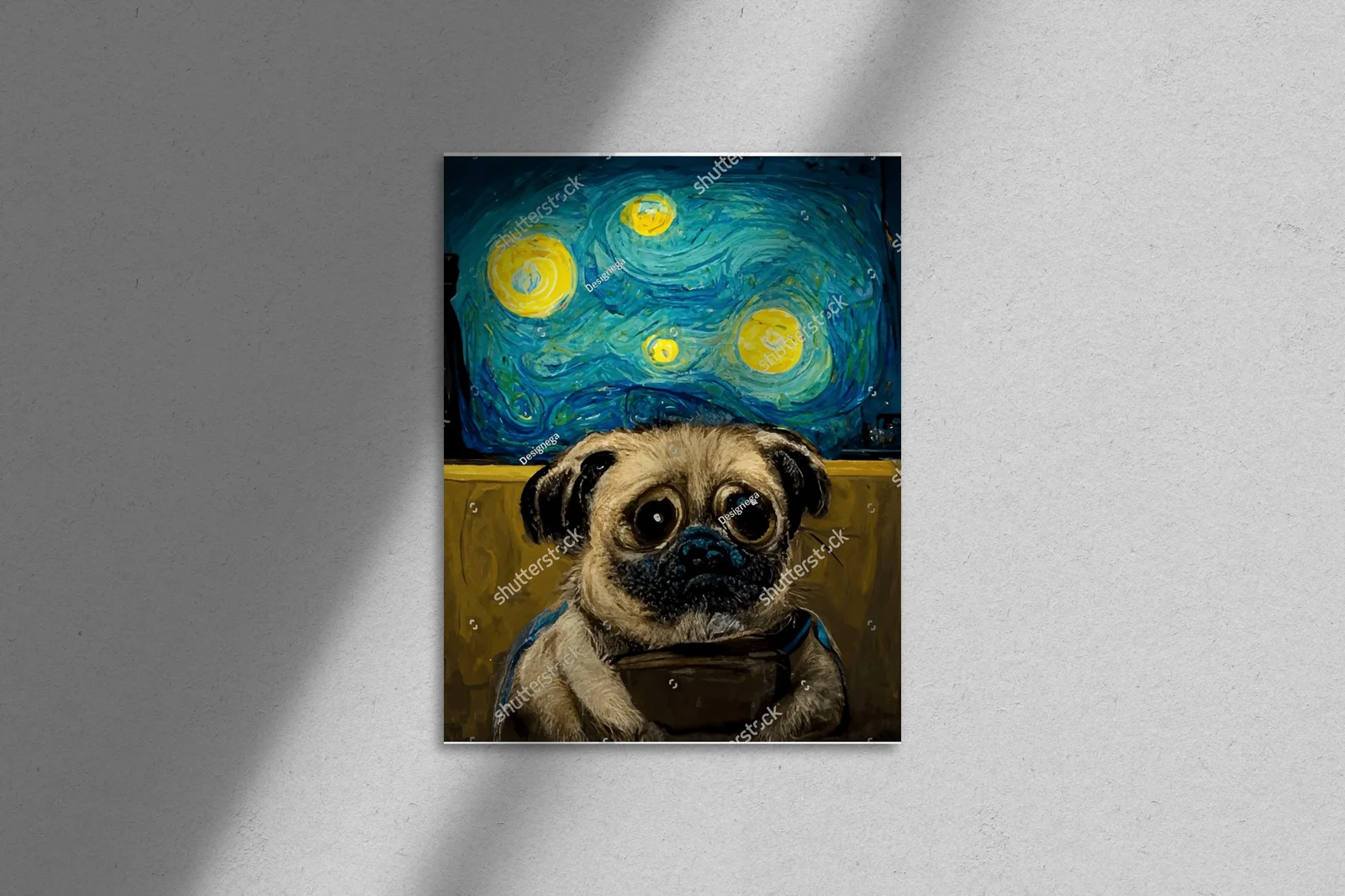 Pies w stylu Van Gogha pod nocnym niebem
