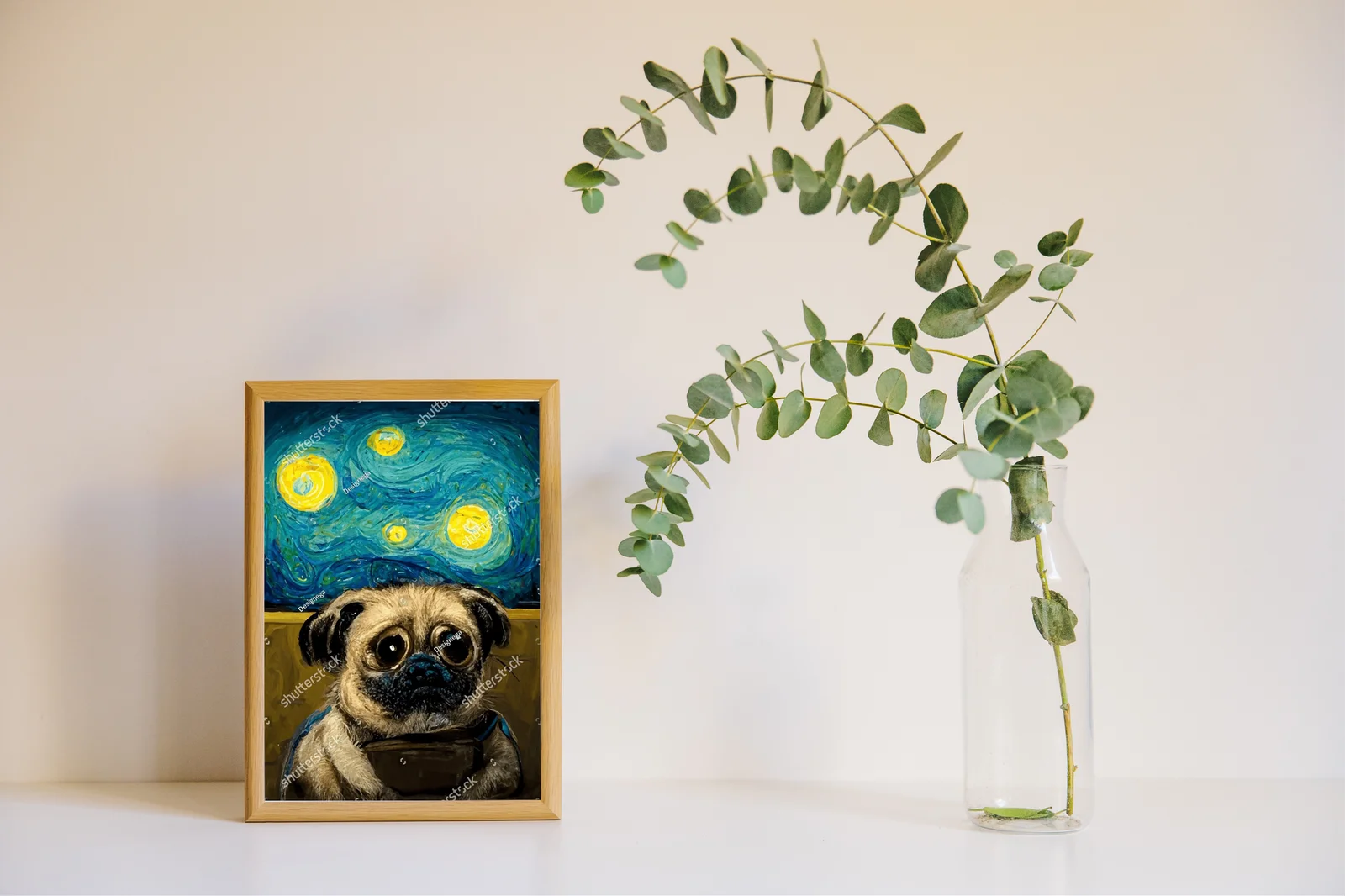 Pies w stylu Van Gogha pod nocnym niebem