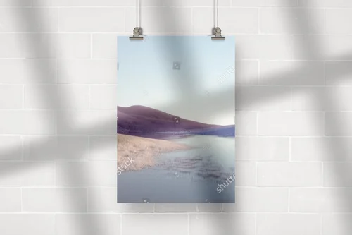 Surrealistyczna dolina z rzeką w pastelowych odcieniach