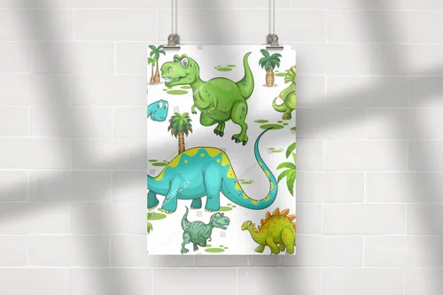Urocze dinozaury w pełnej kolorów aranżacji