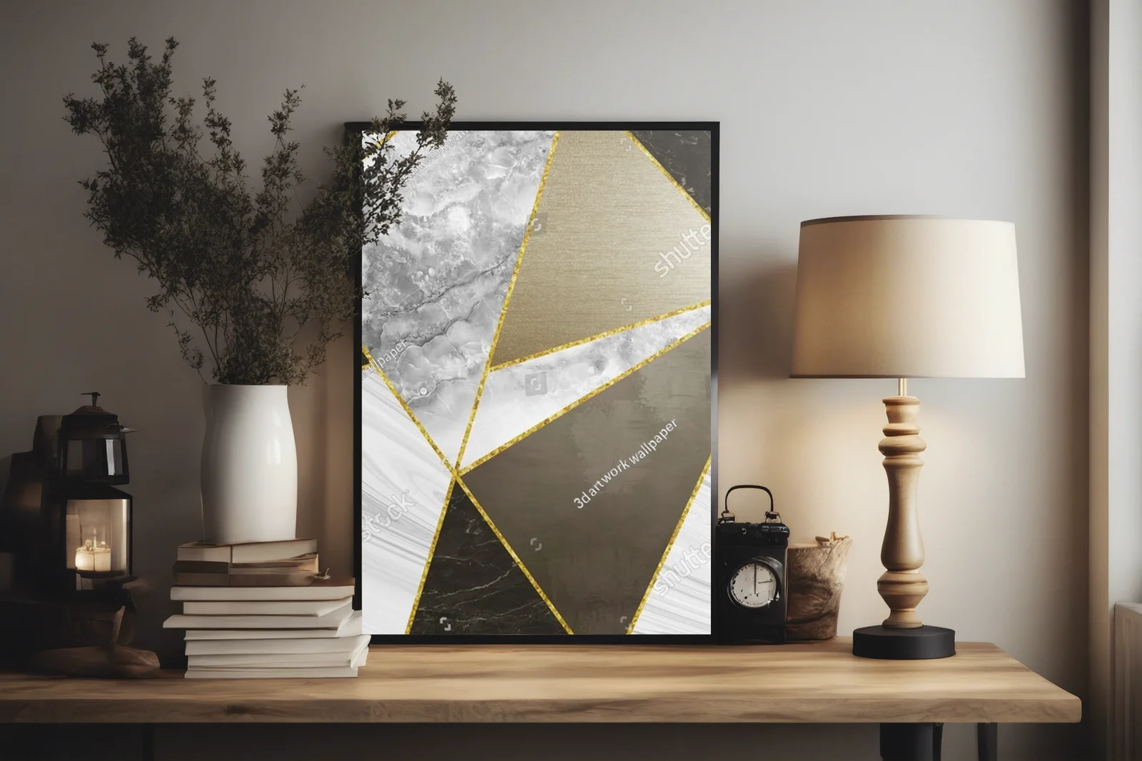 Geometryczne kształty w złotych barwach