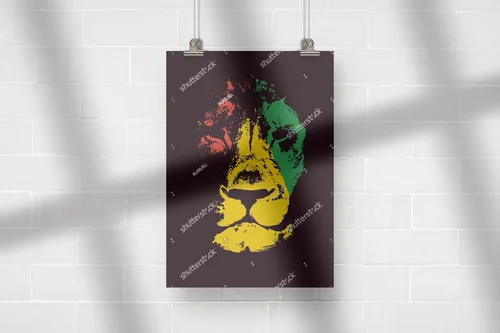 Lwi majestat w rasta kolorach pełnych energii