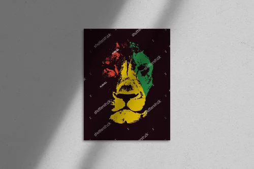 Lwi majestat w rasta kolorach pełnych energii