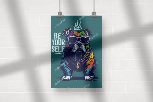 Cool bulldog w vintage stylu w radosnych kolorach