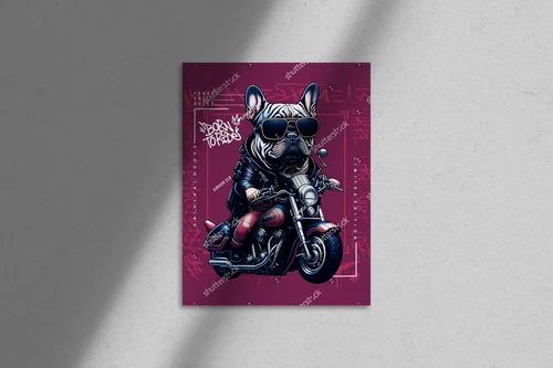 Uroczy buldog francuski na motocyklu