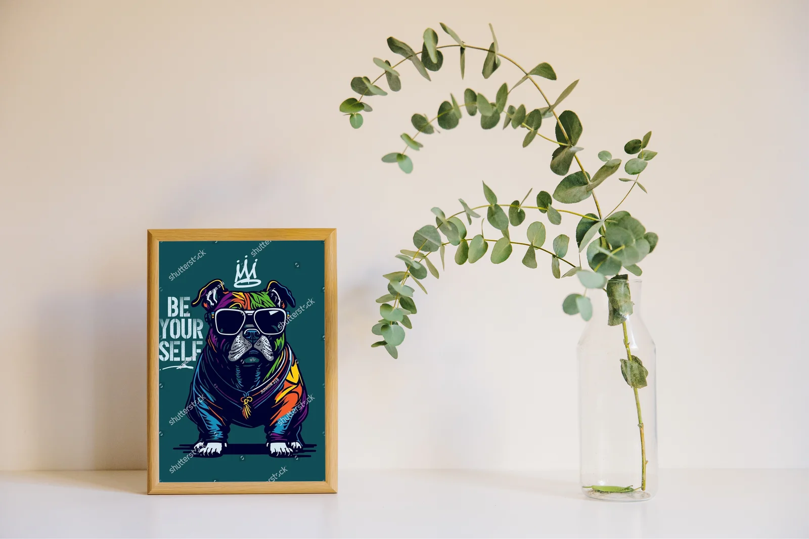 Cool bulldog w vintage stylu w radosnych kolorach