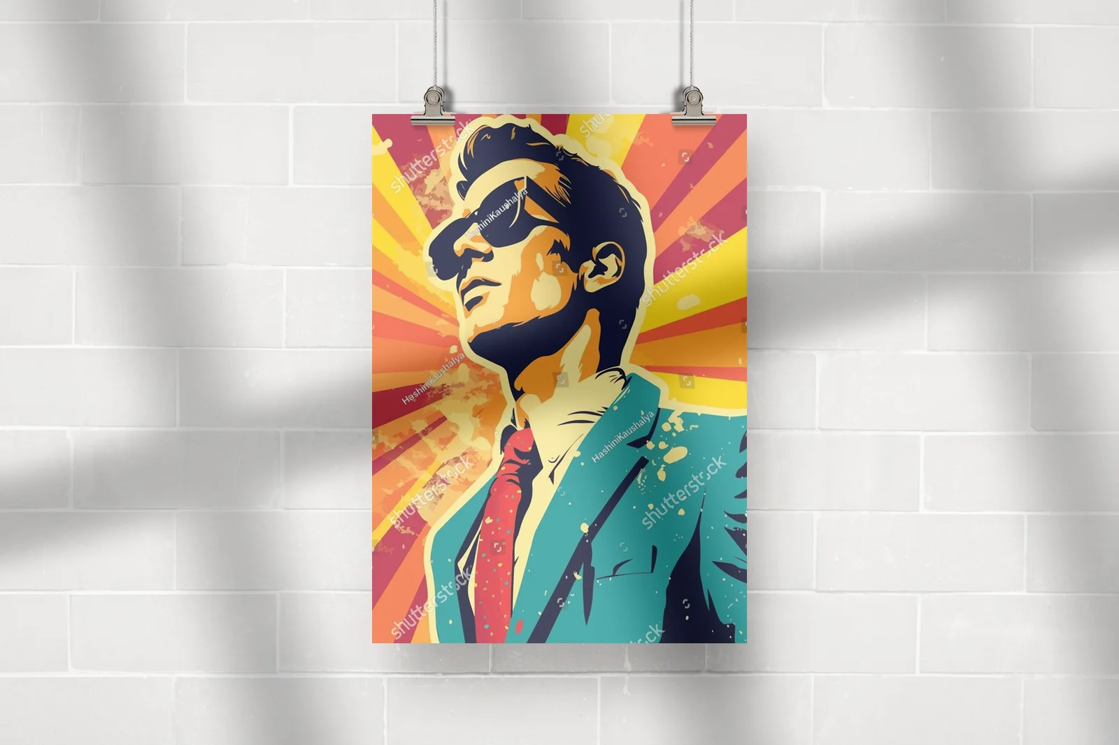 Futurystyczny pop-artowy portret chłopca w wibrujących kolorach