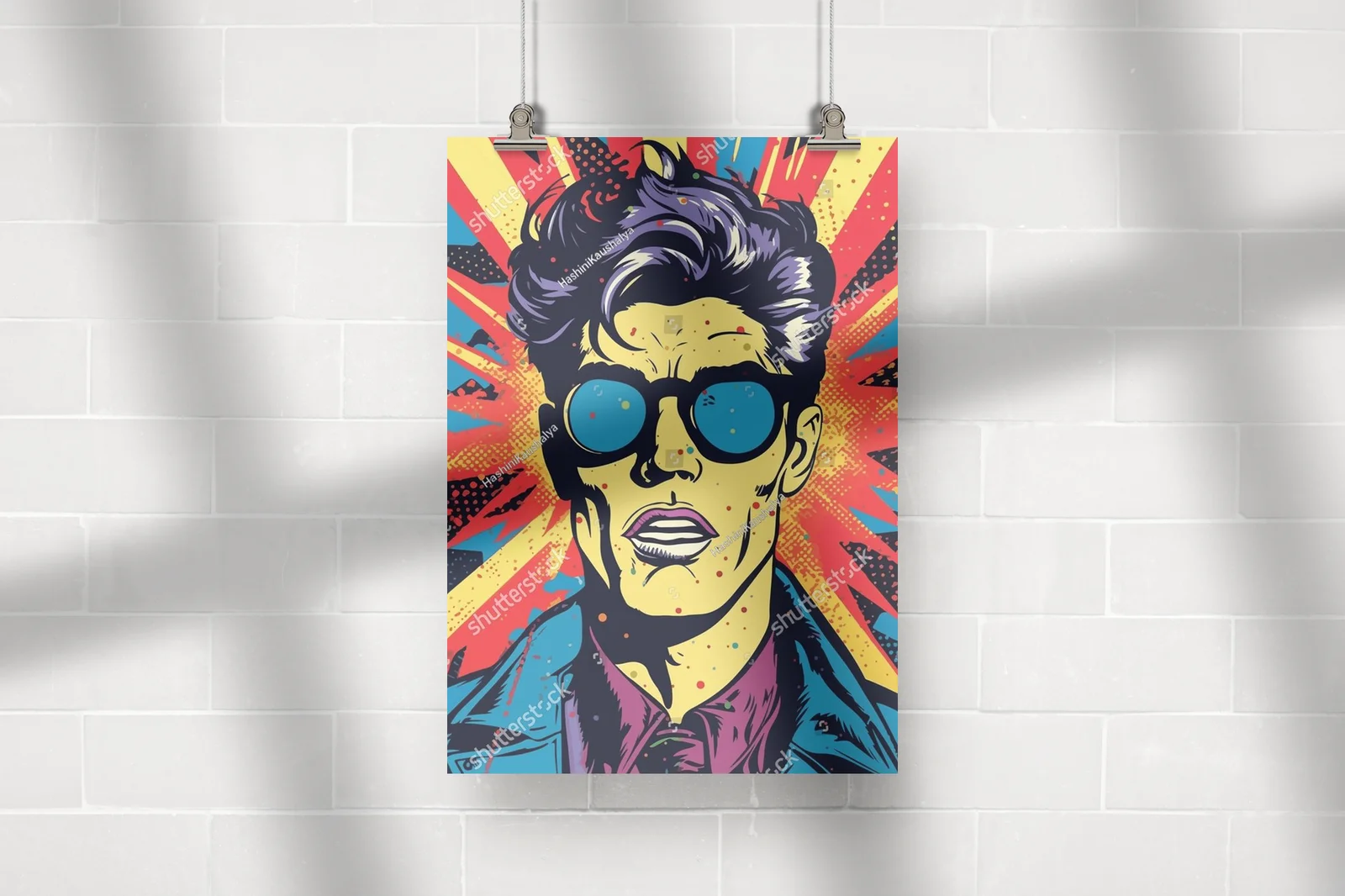 Kolorowy portret retro w stylu pop art