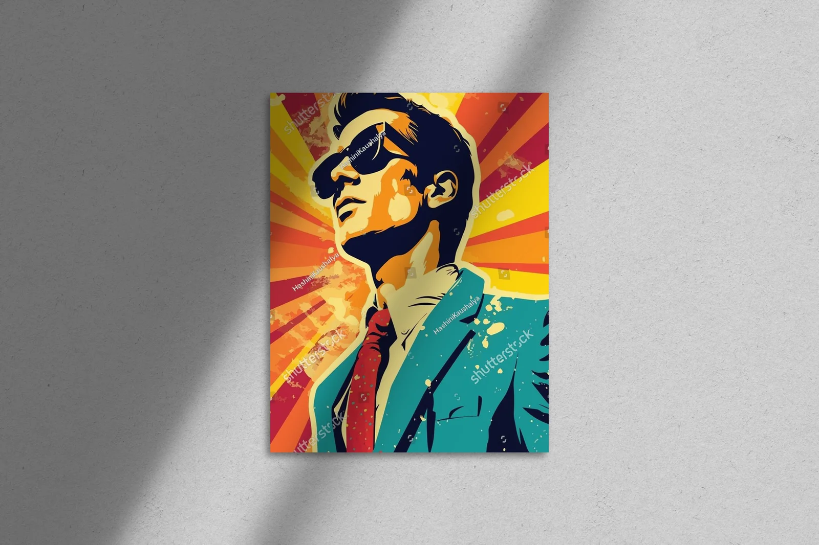 Futurystyczny pop-artowy portret chłopca w wibrujących kolorach