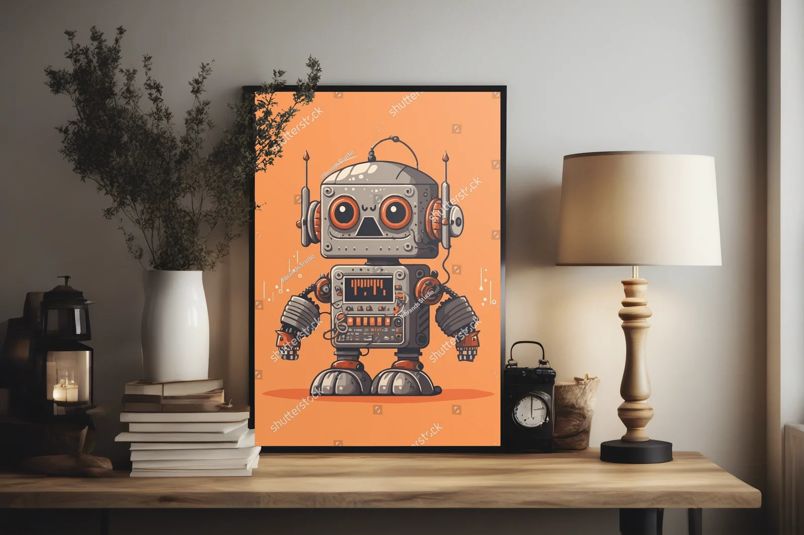 Wesoły robot w miodowych barwach na każdą przestrzeń
