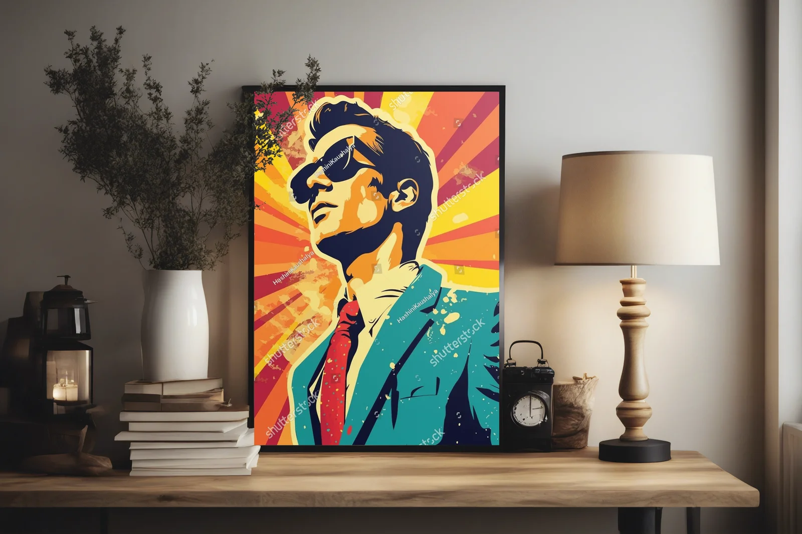 Futurystyczny pop-artowy portret chłopca w wibrujących kolorach