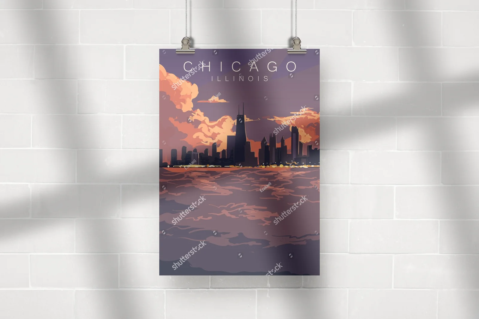 Zachwycający zachód słońca nad chicagowskim skyline'em