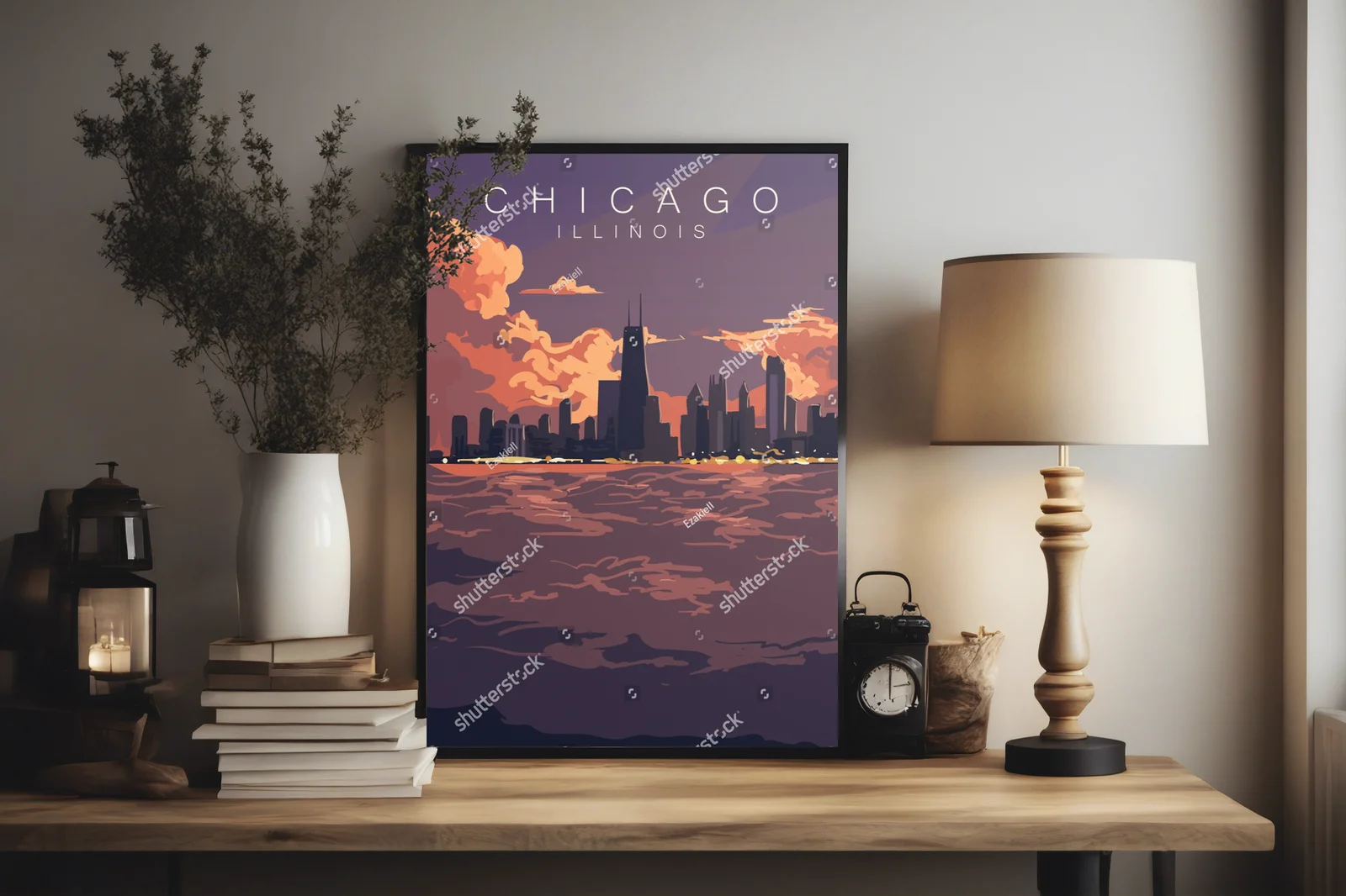 Zachwycający zachód słońca nad chicagowskim skyline'em