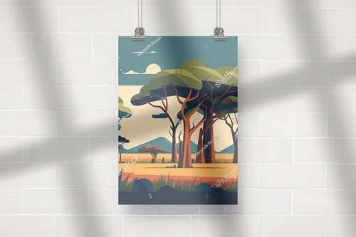 Ożywiona afrykańska savanna w pastelowych barwach