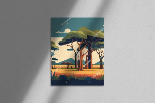 Ożywiona afrykańska savanna w pastelowych barwach