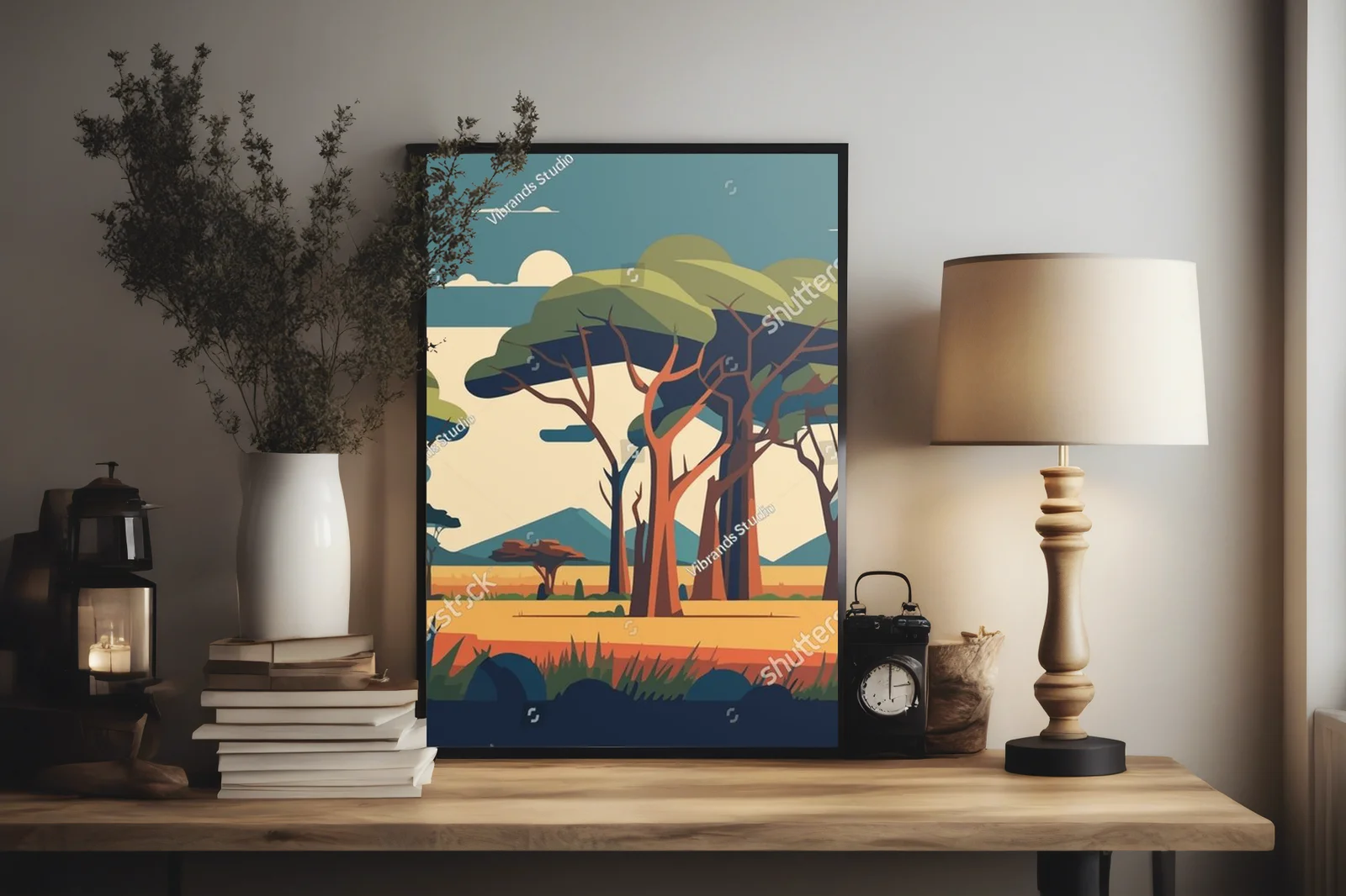 Ożywiona afrykańska savanna w pastelowych barwach