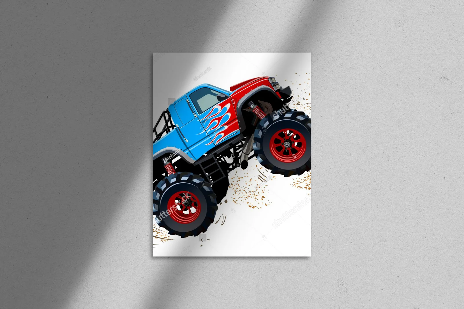 Futurystyczny monster truck w bajkowym stylu
