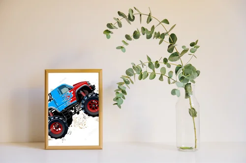 Futurystyczny monster truck w bajkowym stylu