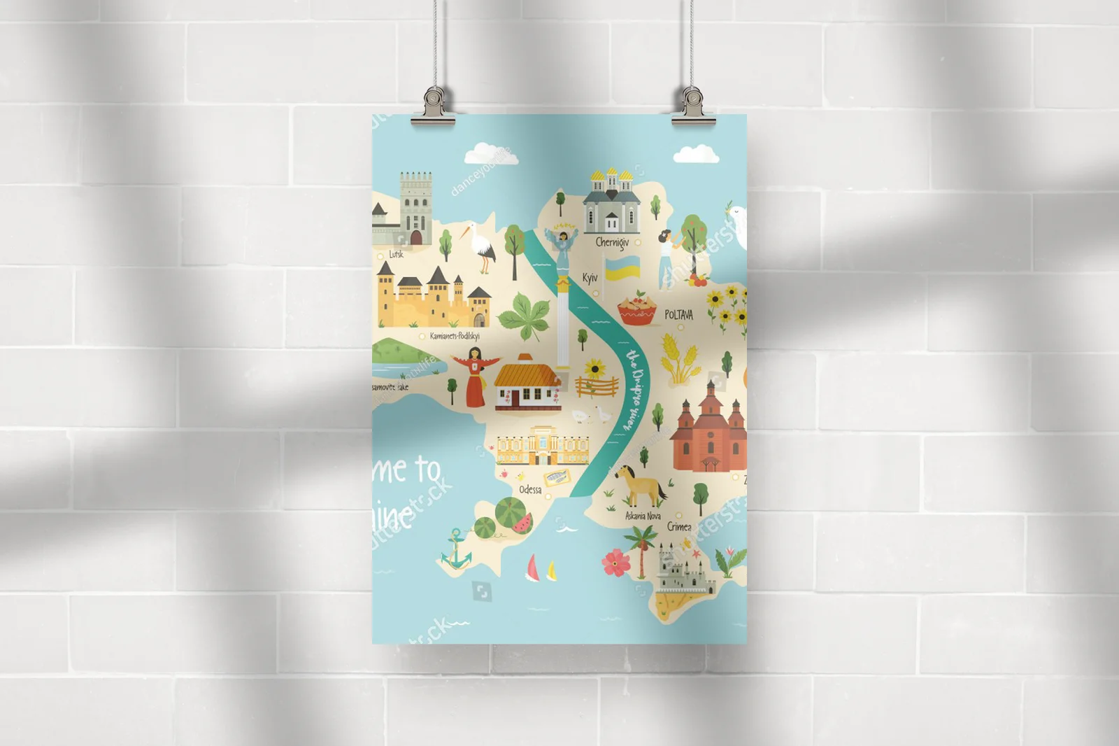 Kolorowa mapa Ukrainy: kraj symboli i tradycji