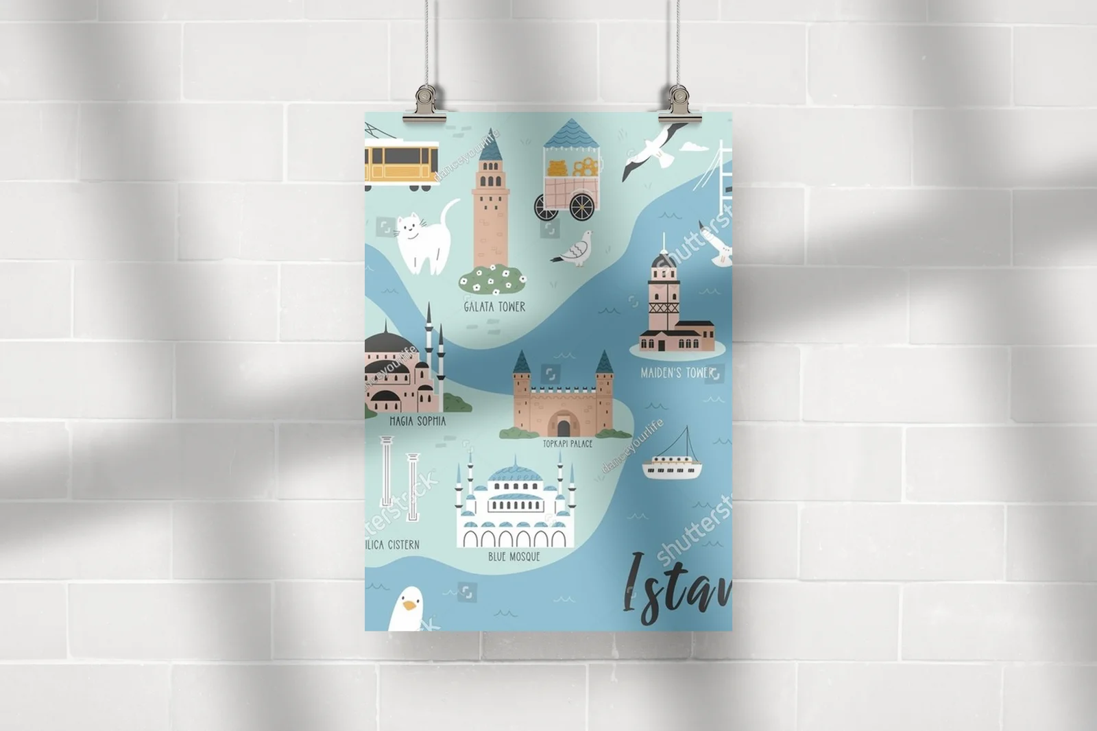 Zachwycająca mapa Istanbul w pastelowych odcieniach