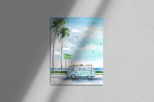 Kalifornijska plaża z retro klimatem