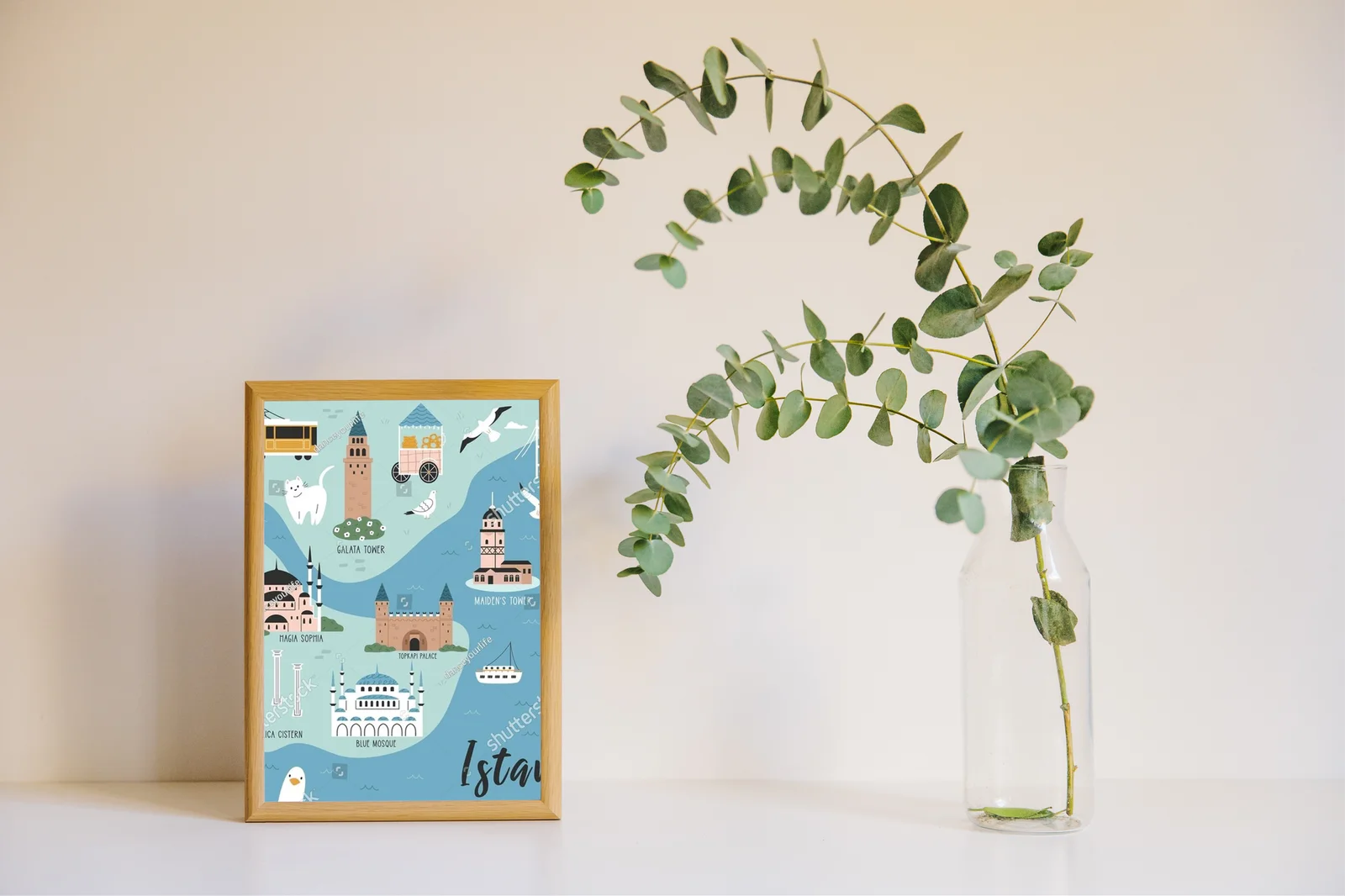 Zachwycająca mapa Istanbul w pastelowych odcieniach