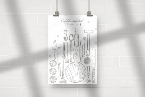 Vintage utensylia kuchenne w lśniącej bieli