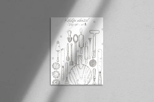 Vintage utensylia kuchenne w lśniącej bieli