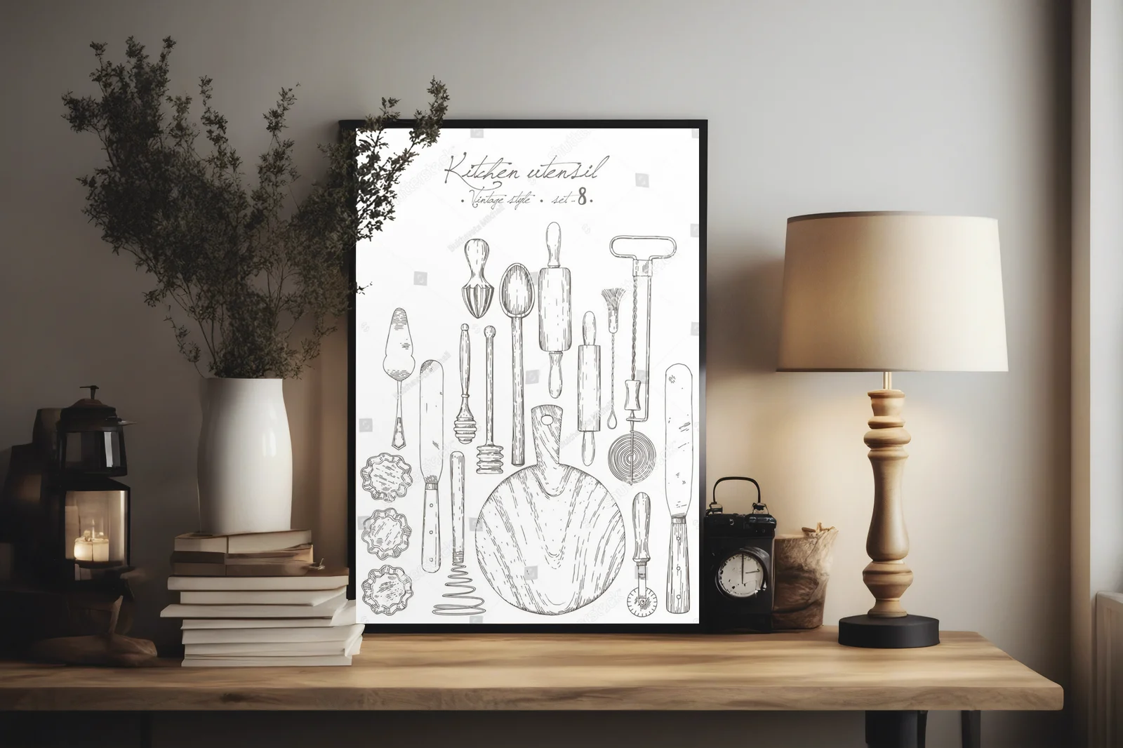Vintage utensylia kuchenne w lśniącej bieli