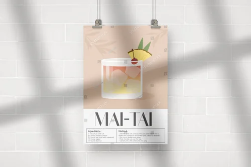 Letni koktajl Mai Tai w minimalistycznym stylu