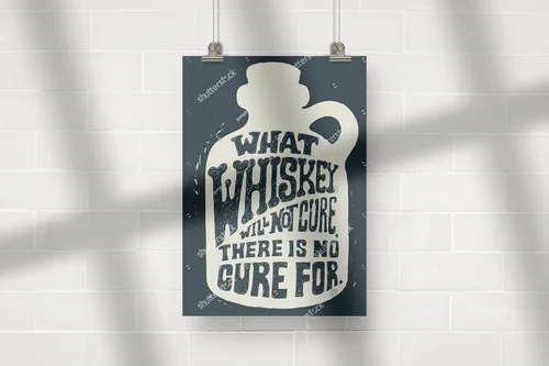 Retro plakat z przesłaniem o whiskey