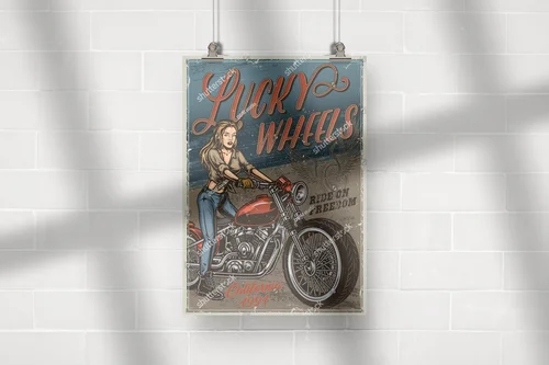 W vintage stylu: kolorowy motocykl z piękną bikerką