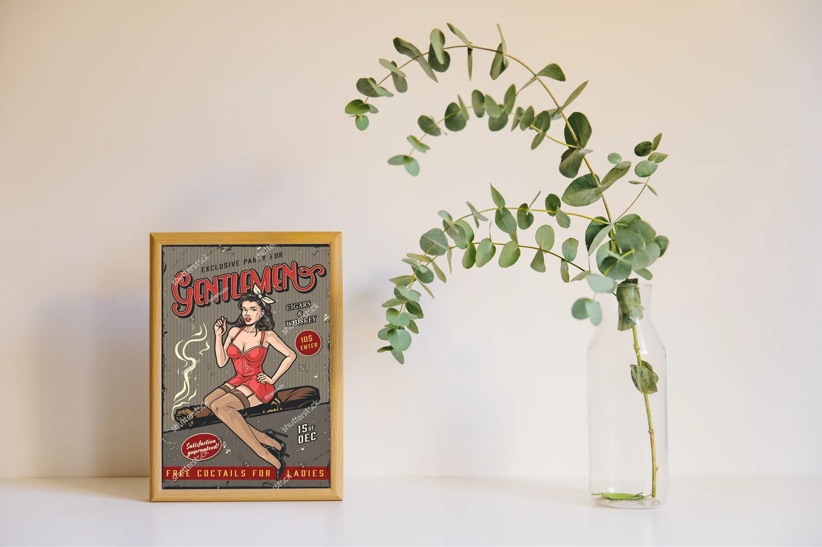 Kolorowa retro kompozycja z pinup dziewczyną