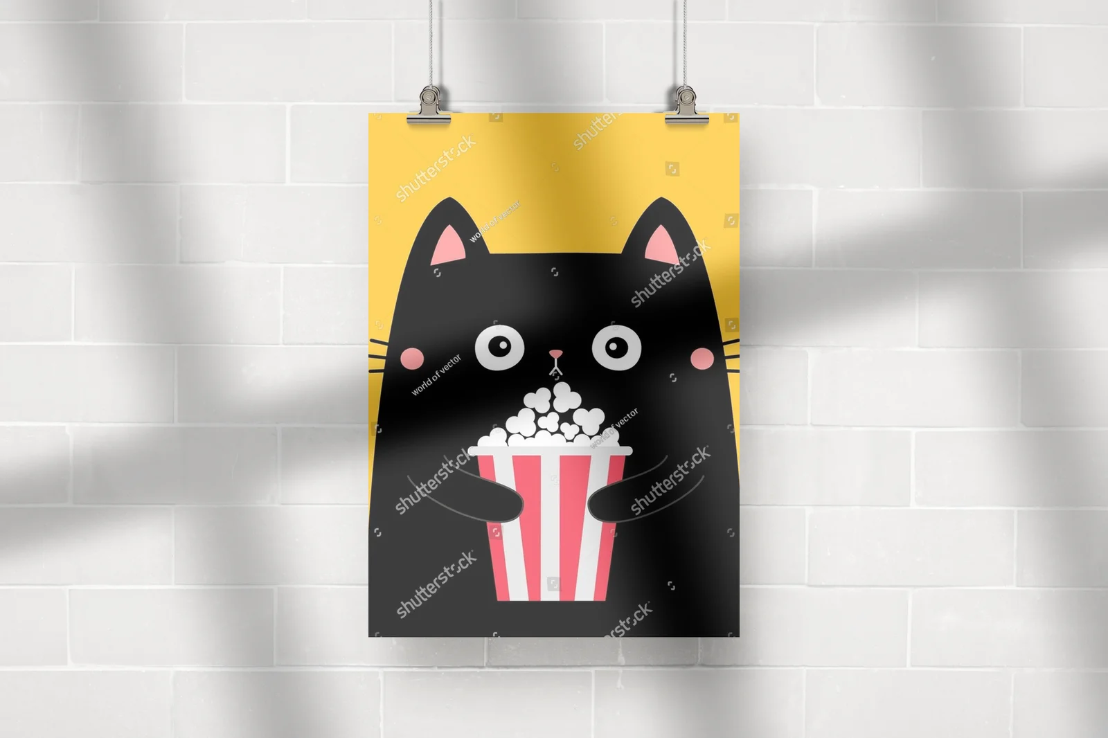 Uroczy kociak z popcornem w radosnym stylu