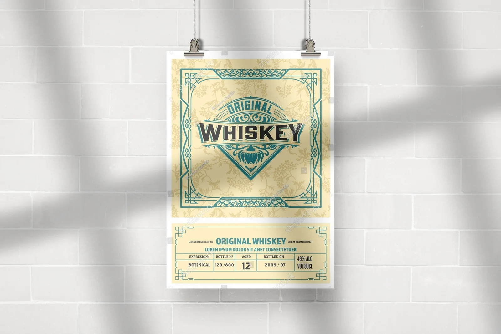 Vintage ramki w eleganckiej whiskey etykiecie