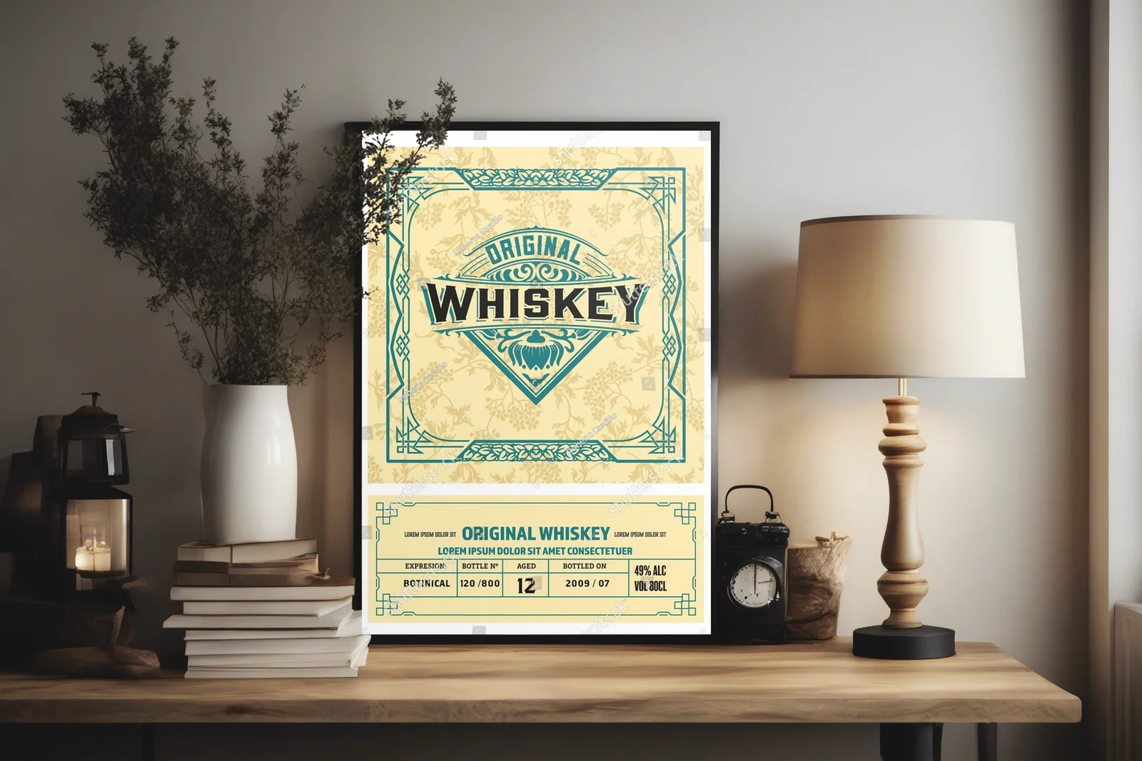 Vintage ramki w eleganckiej whiskey etykiecie