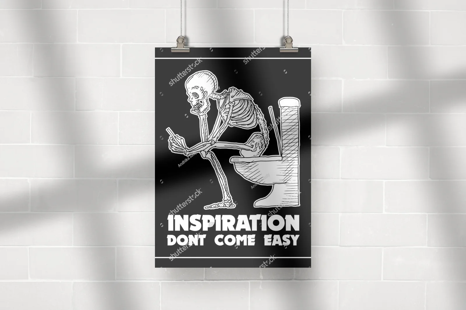 Zabawny skeleton w retro toalecie pełen inspiracji