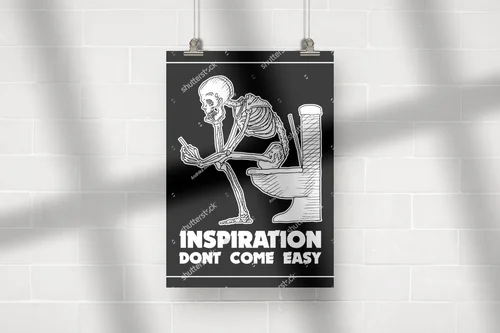 Zabawny skeleton w retro toalecie pełen inspiracji