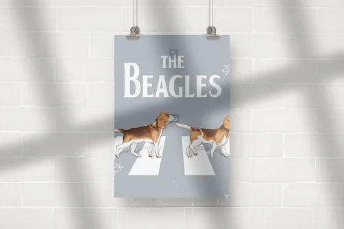 Wesołe beagle w retro stylu na ulicy