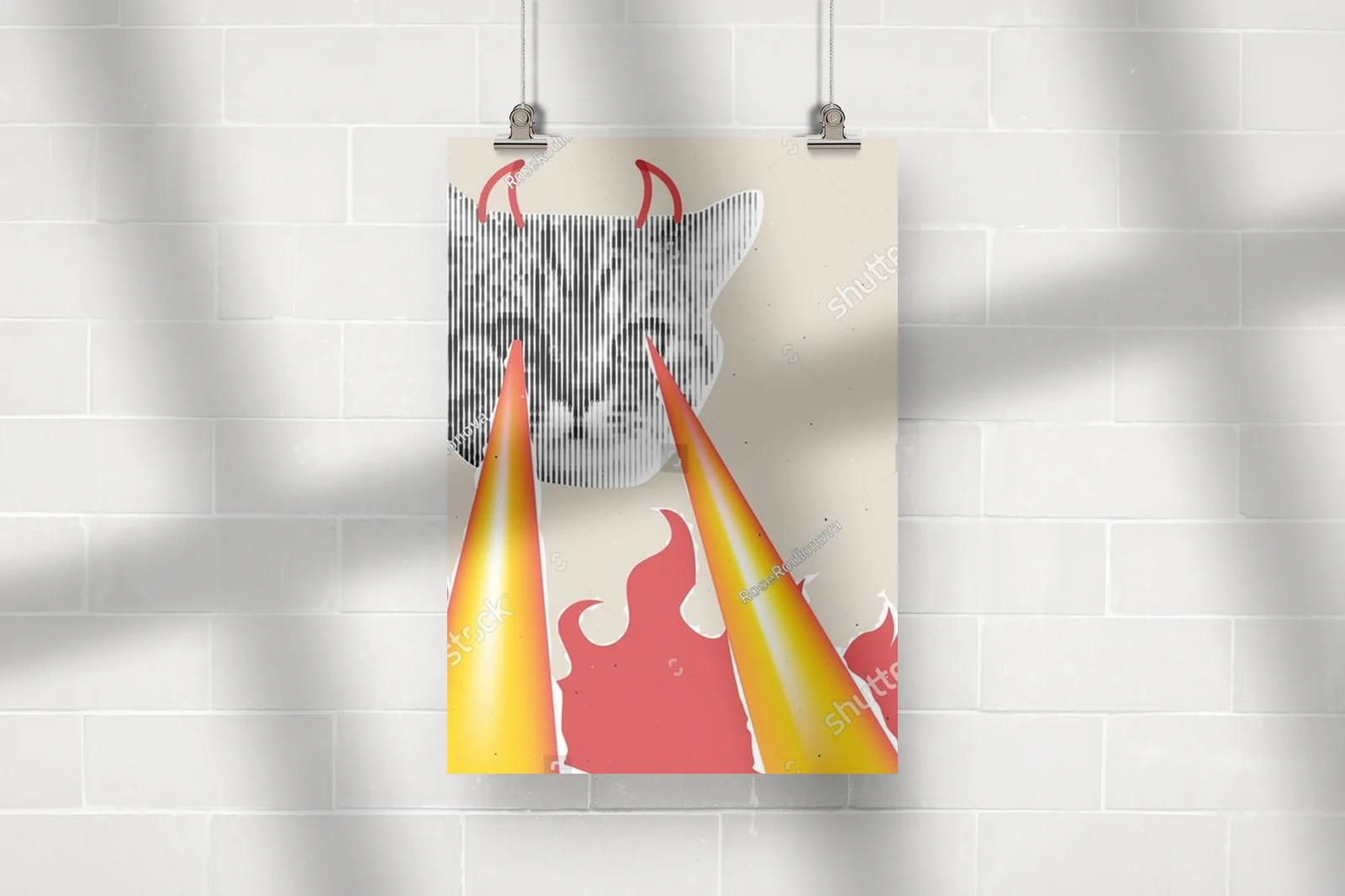 Psychedeliczny banner z demonicznym kotem