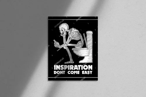 Zabawny skeleton w retro toalecie pełen inspiracji